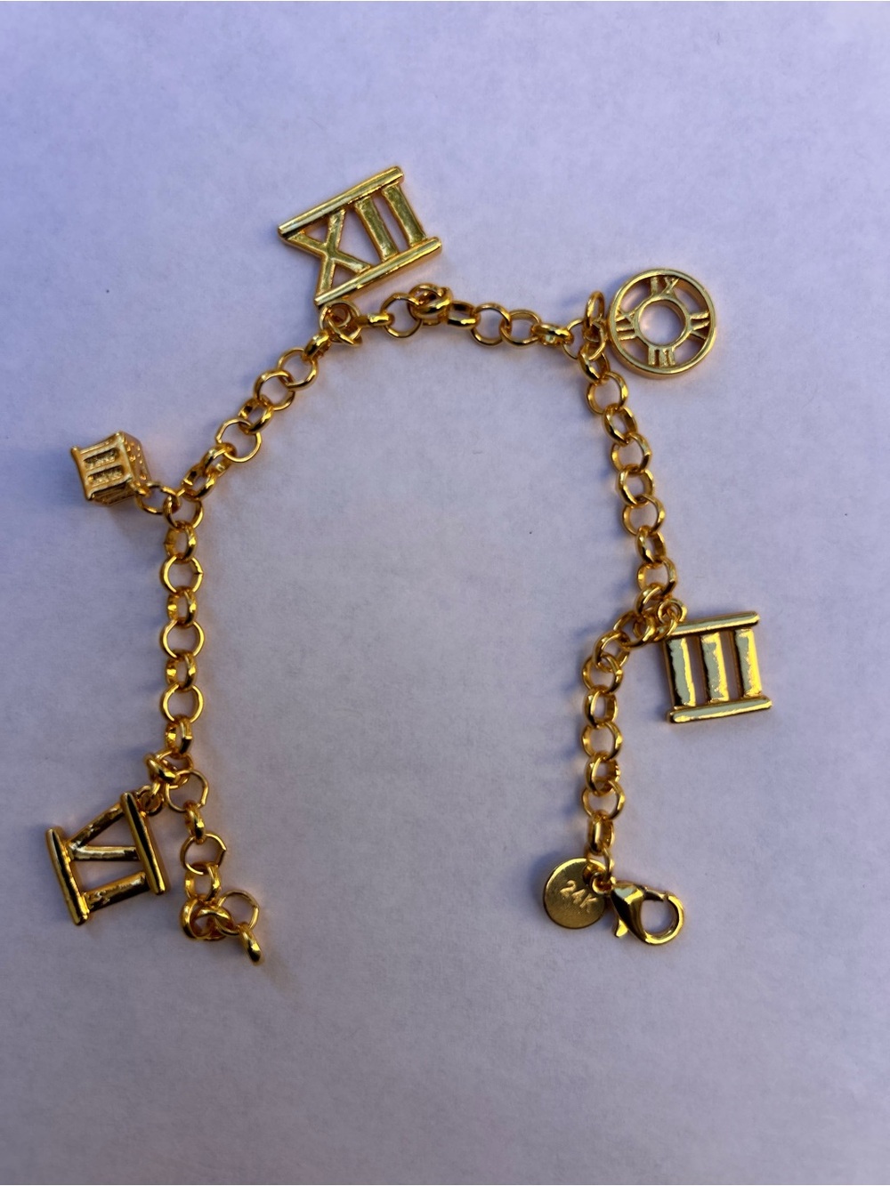 Gold Roman Numeral Charm Bracelet